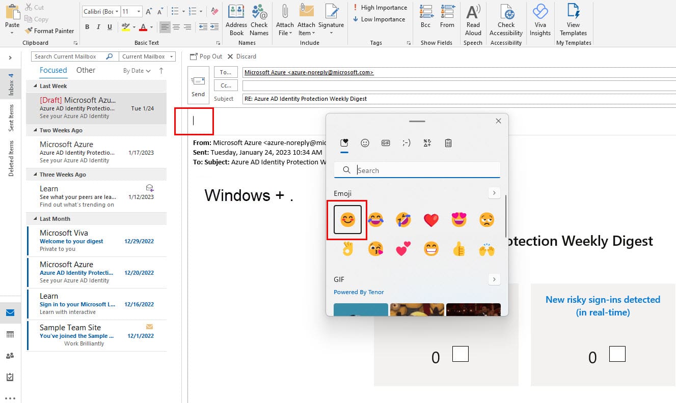 How to Add Emojis in Outlook Using Windows Emoji Picker