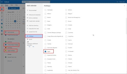 How to Add Holidays to Outlook Calendar on Browser or Web