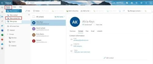 How to Create a Distribution List in Outlook from Web App