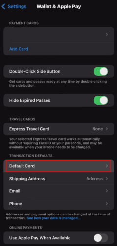 How to Set Default Card in Apple Wallet Go to Default Card
