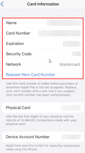 How to see card number on Apple Wallet