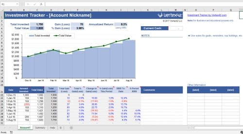 Investment Tracking Excel budget template