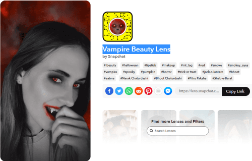 Lenses for snap Vampire Beauty Lens