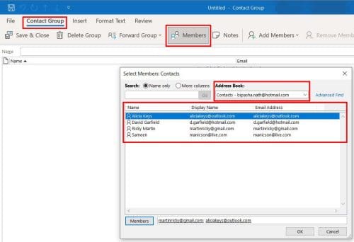 Outlook App distribution list