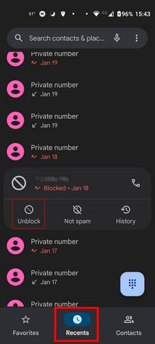 Recent Call Block Android