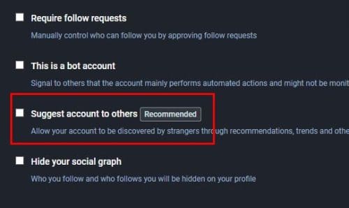 Suggest account to others Mastodon