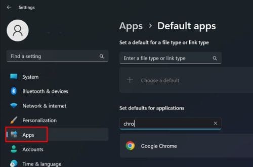 W11 Chrome default app