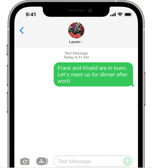 Apple SMS Messages Screenshot