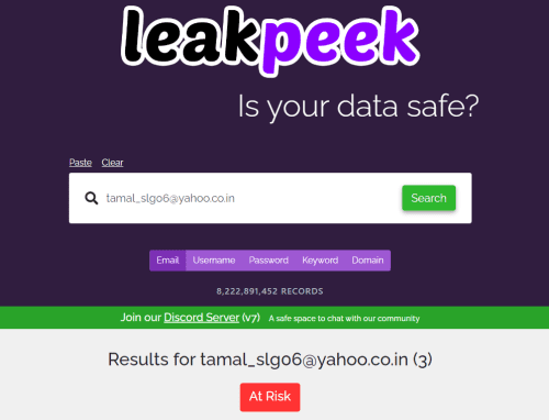 leakpeek data breach search engine