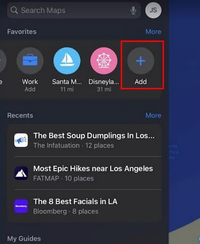 Add place to favorite Apple Maps
