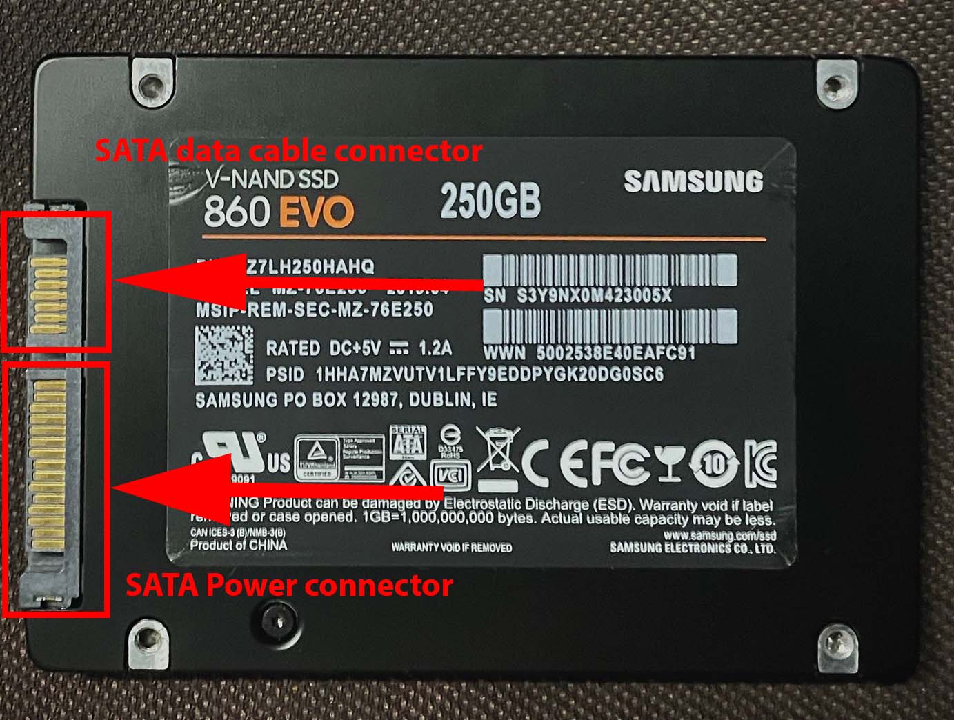 An example of a SATA SSD drive