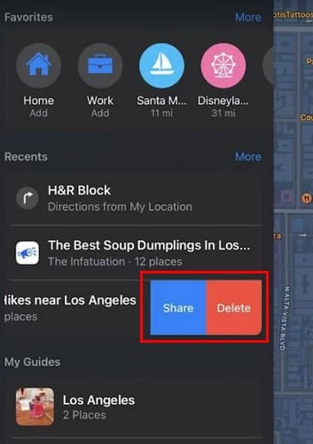 Delete destination Apple Maps