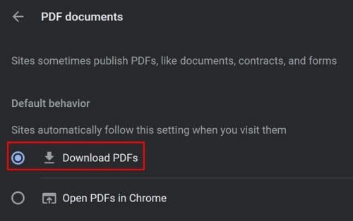 Download PDF option in Chrome