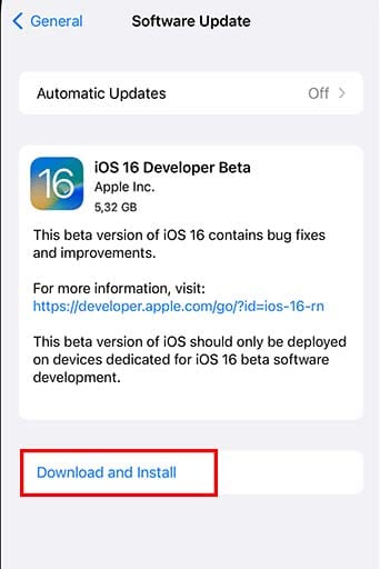 Download and install the iOS 16 Developer Beta