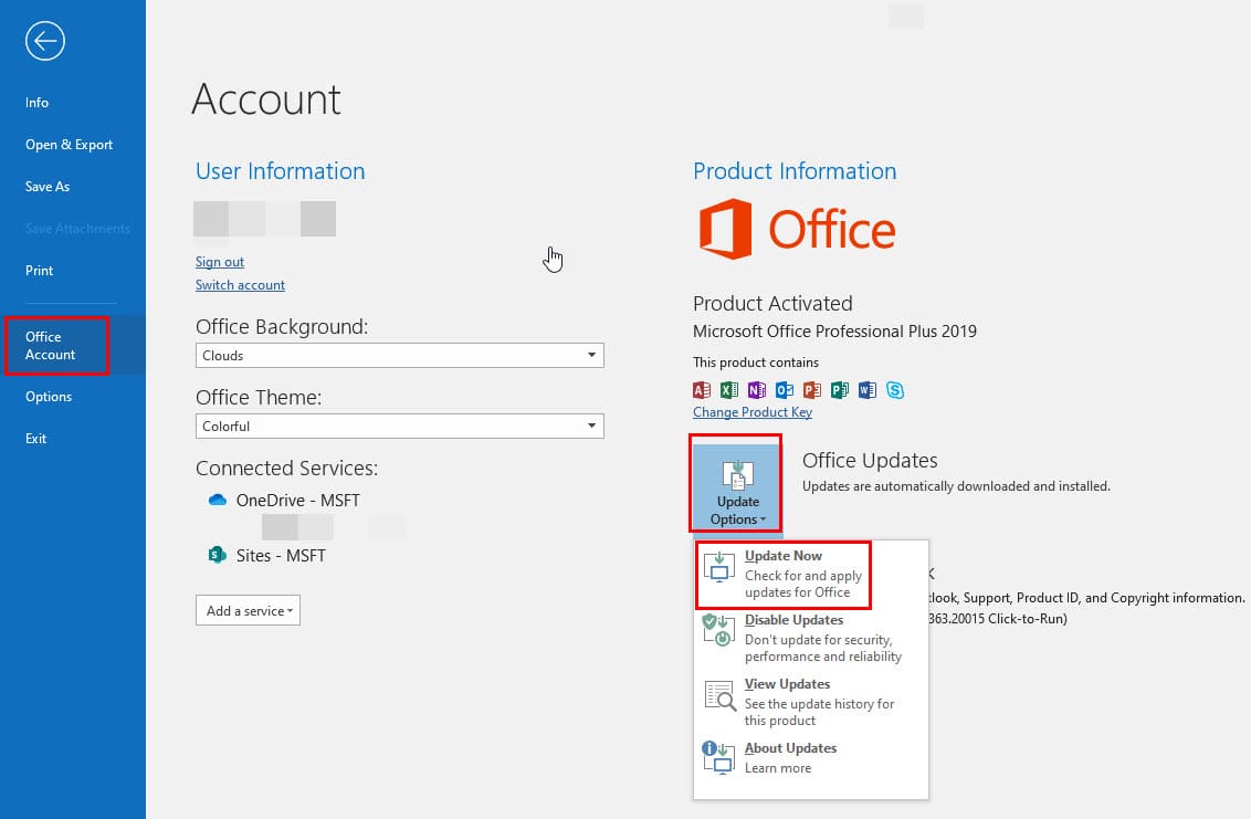 Arreglar Outlook no se abre en modo seguro actualizando el programa de Office