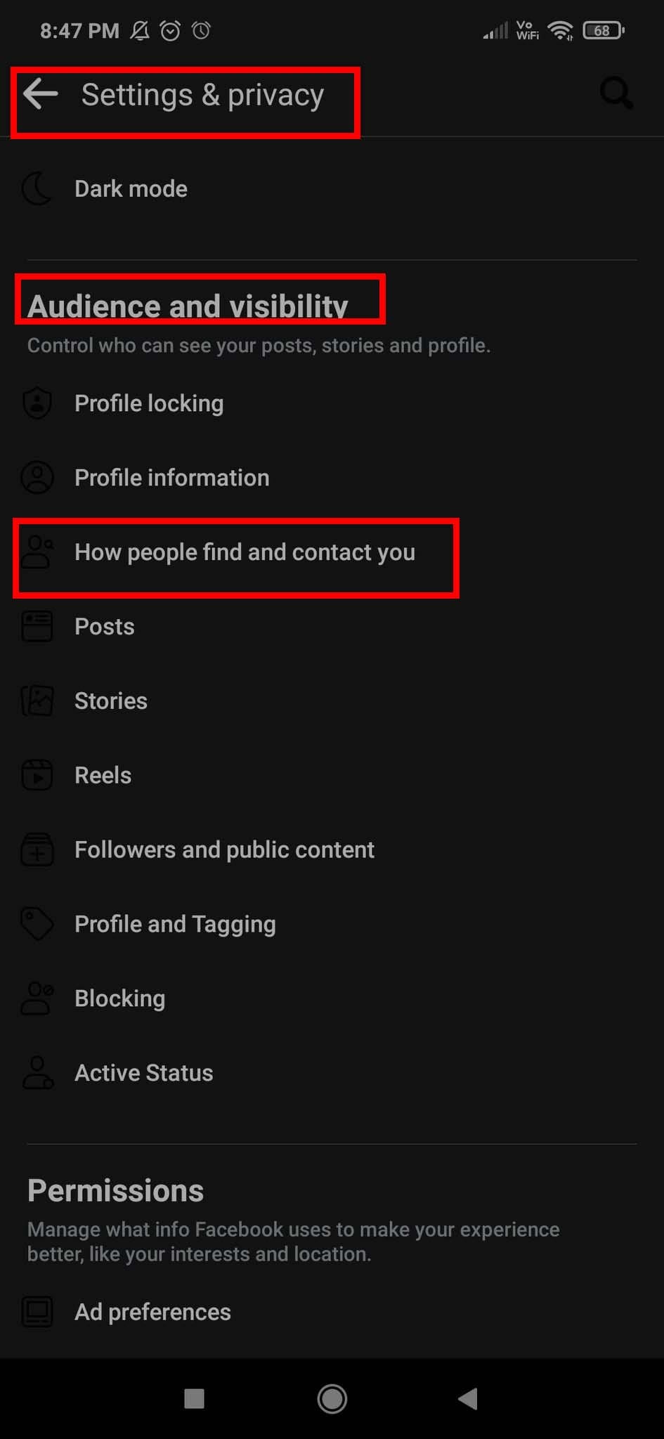 Go to How people find and contact you