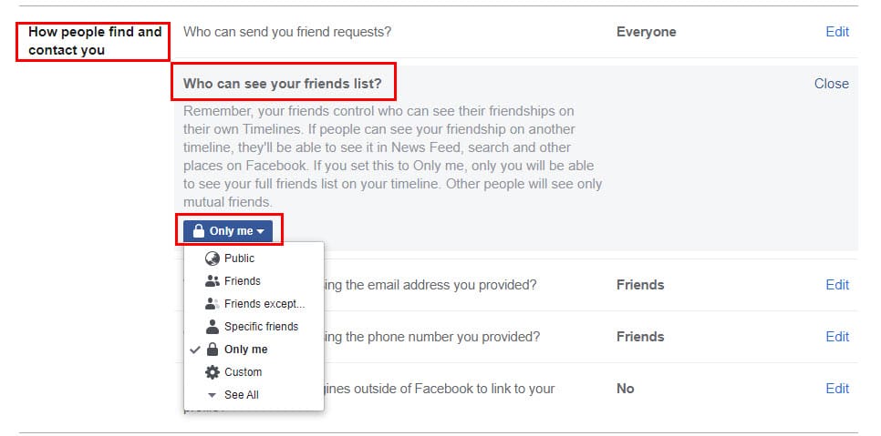 How to Hide Facebook Friend List on Web From Settings
