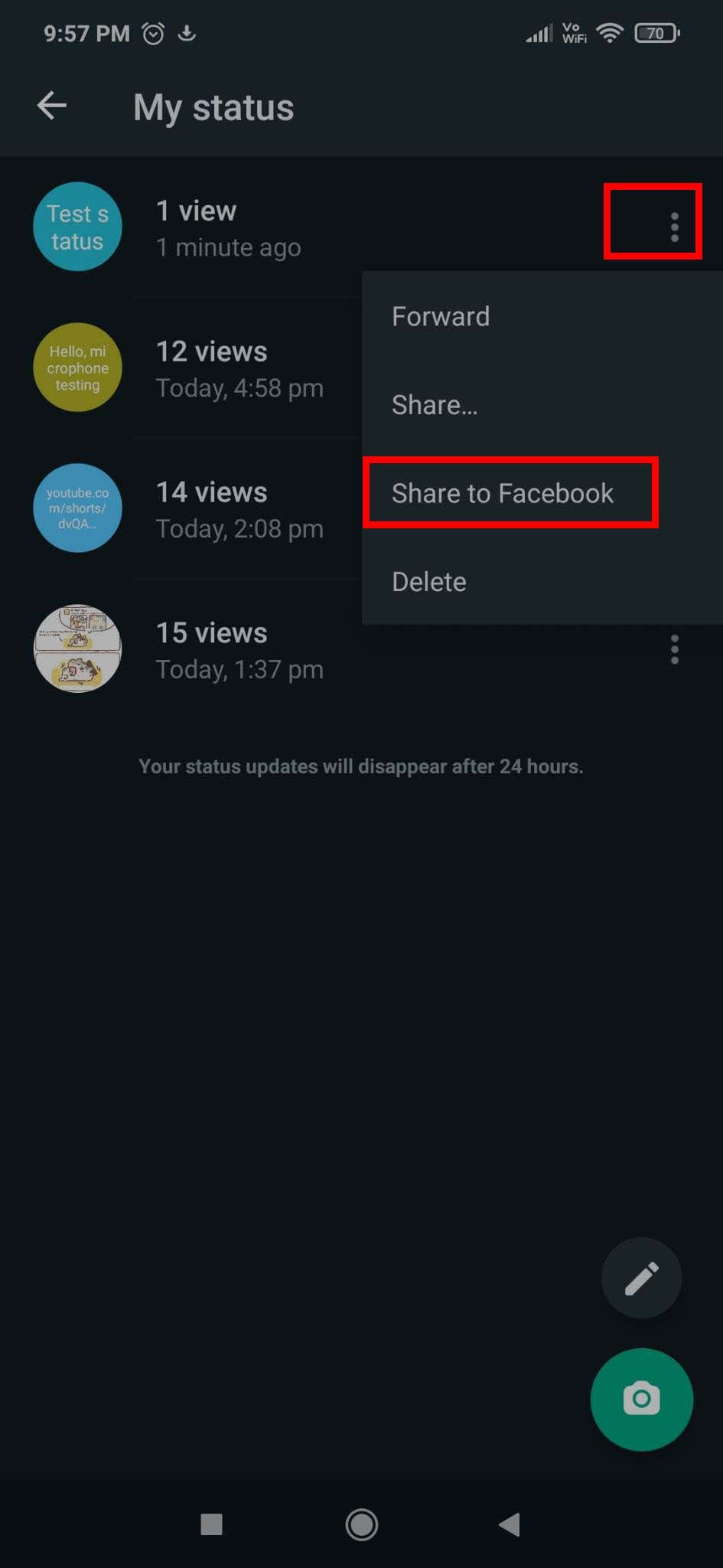 How to Share WhatsApp Status to Facebook Story for old WhatsApp statuses