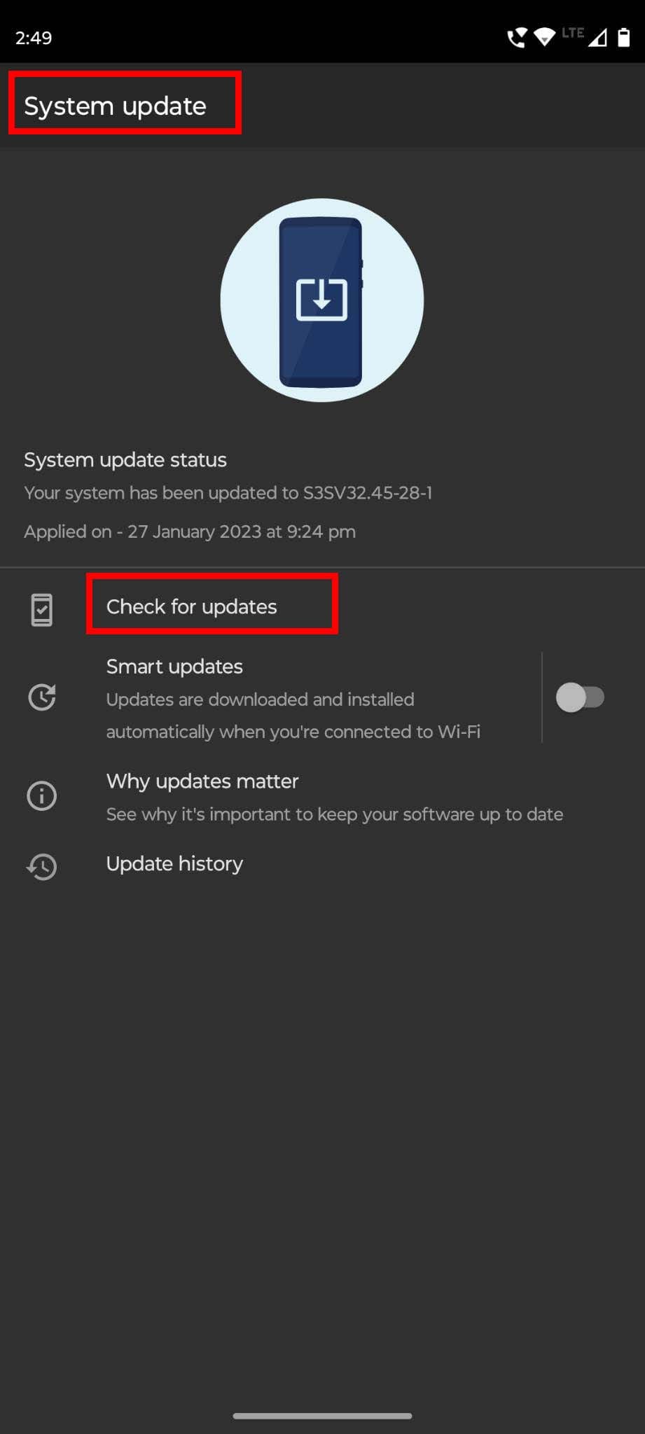 How to do a forced system update on Android