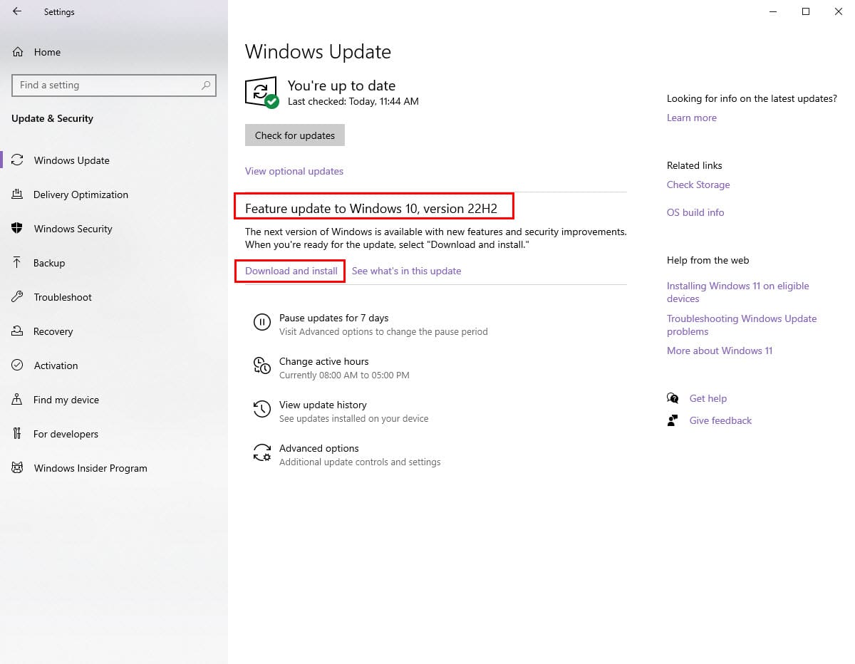 How to update to Windows 10 22H2 after Windows 10 21H2 End-of-Life