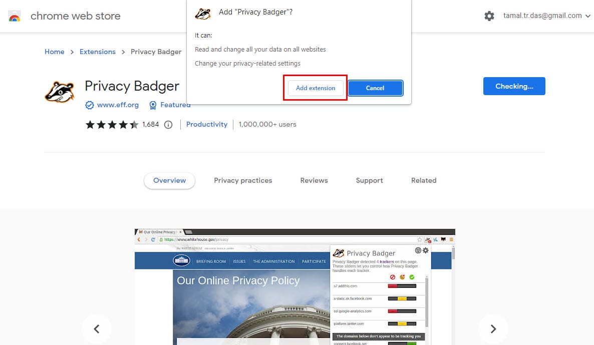 Installing the Privacy Badger Chrome Extension