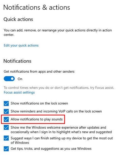 Notifications and action windows 10