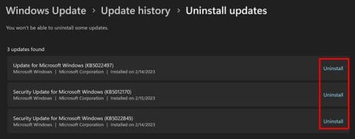 Uninstall Windows 11 updates