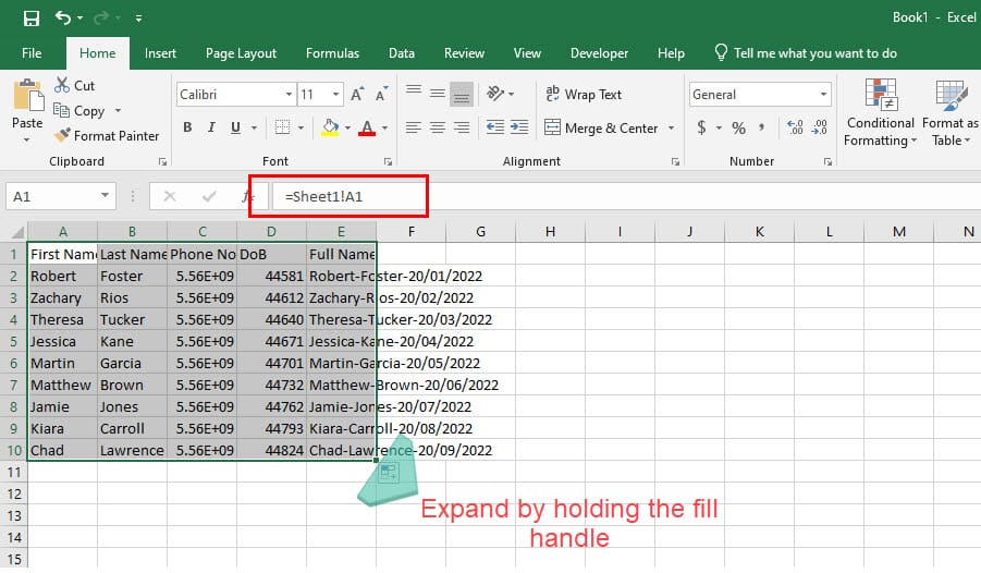 Use a formula for How to Make a Copy of an Excel Sheet