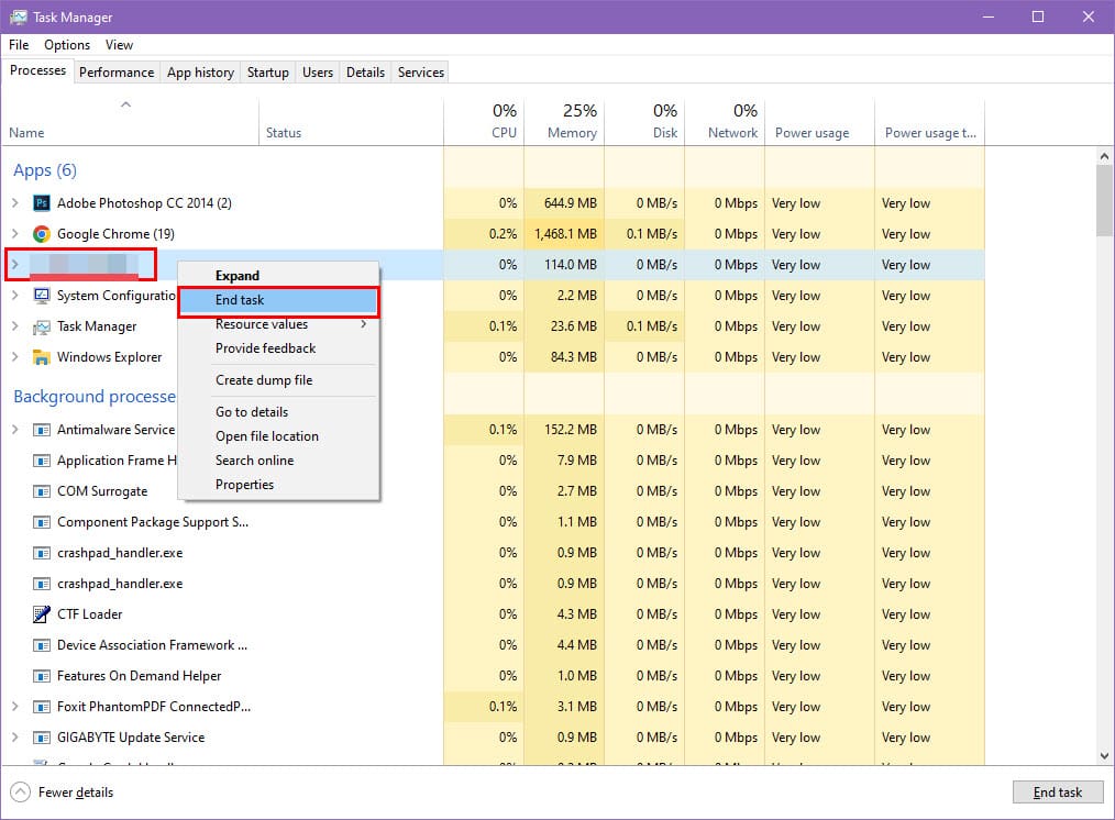 Use task manager to force stop Vanguard and Valorant app