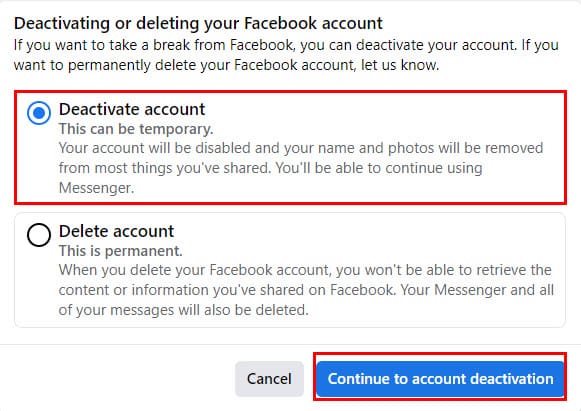 Facebook Deactivation vs. Deletion