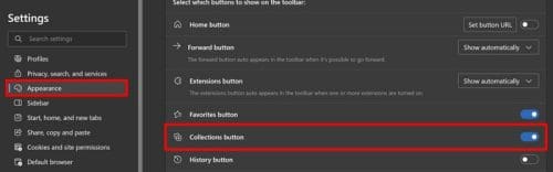 Collections button in Microsoft Edge