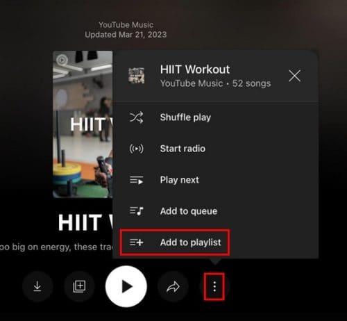 Copy recommended playlist YouTube Music