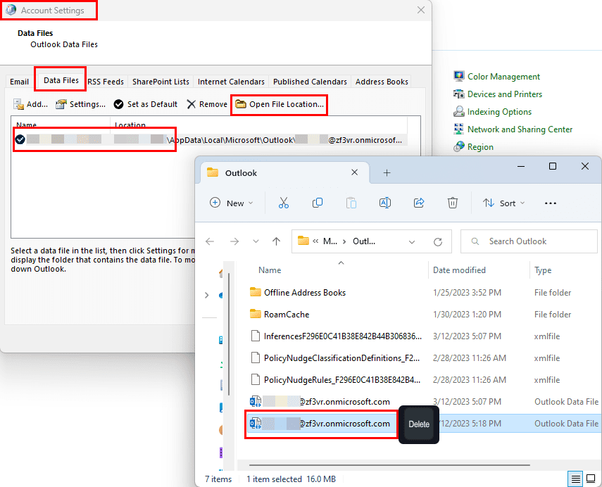 Deleting OST file in Outlook