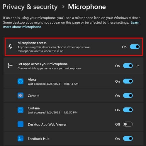 Disable microphone app permissions Windows 11