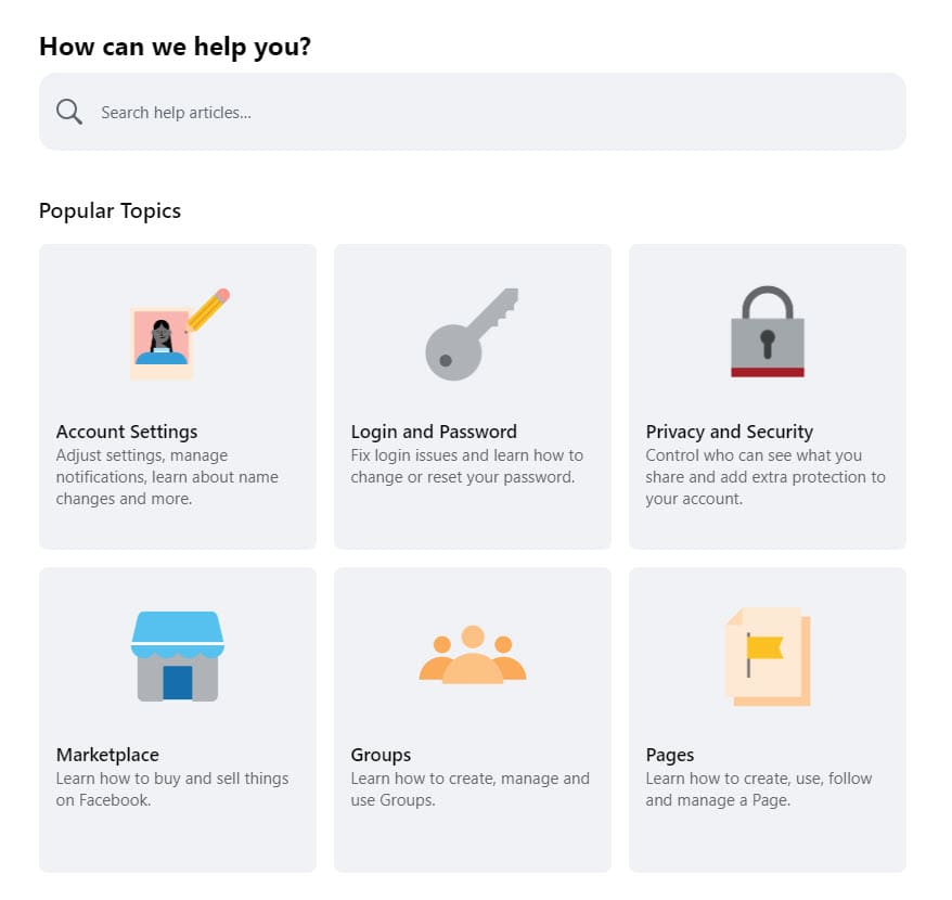 Facebook support portal (Photo: Courtesy of Facebook)