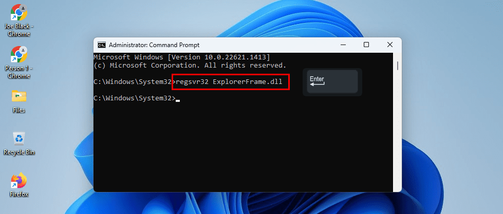 How to re-register ExplorerFrame.dll to fix explorer.exe class not registered error