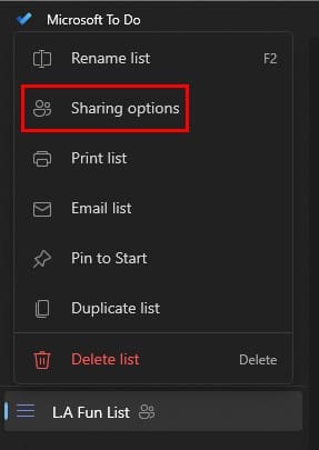 Share List Microsoft To-Do