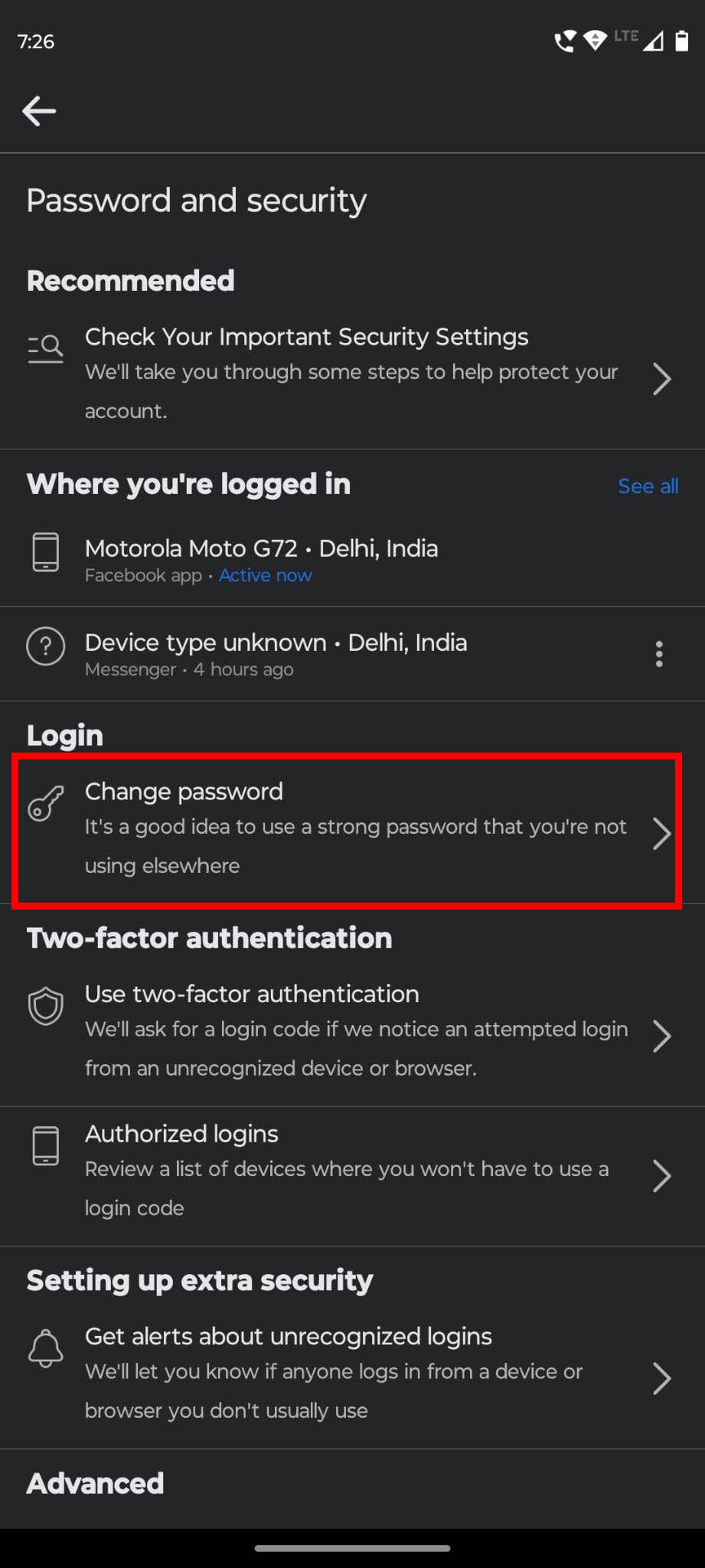 Sign out of all logged in devices after changing password