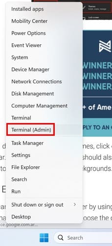 Terminal Admin Windows Start