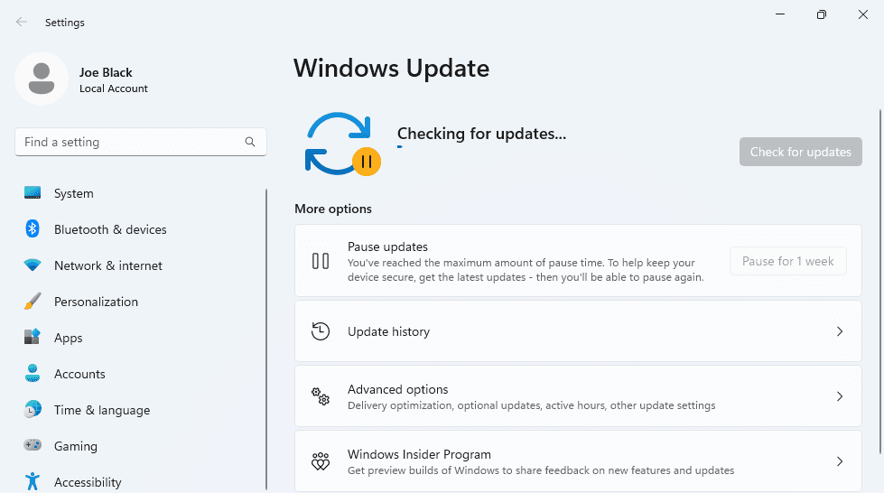 The Windows Update app