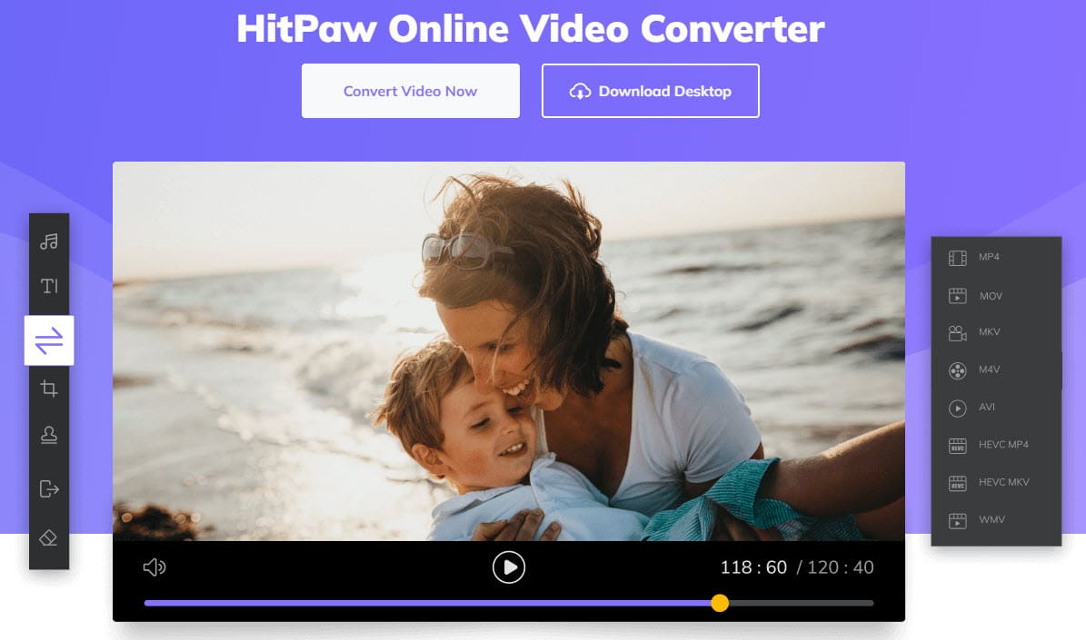 The web view for HitPaw online video converter