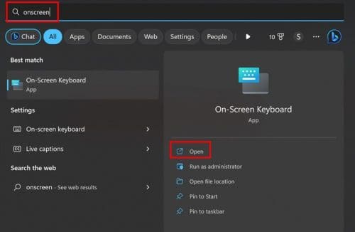 search onscreen keyboard Windows 11