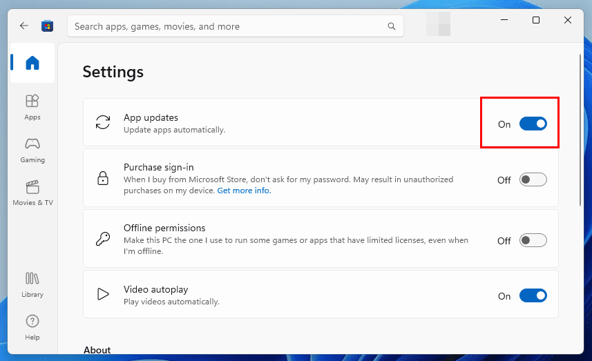 App updates in Microsoft Store