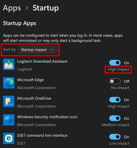 High impact startup app Windows 11