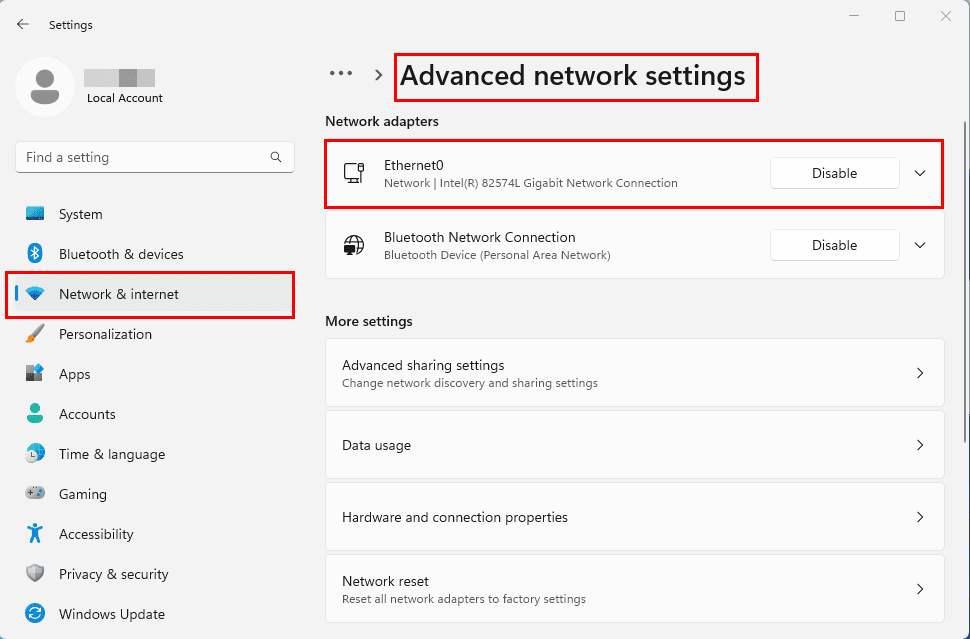How to find the Ethernet or Wi-Fi network adapter on Windows 11