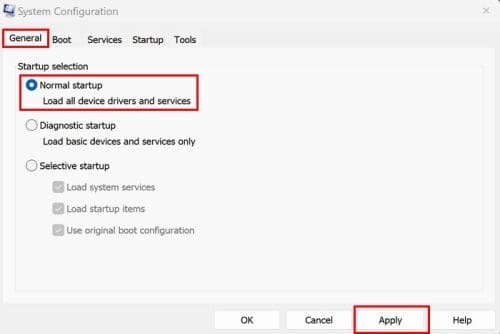 Normal Startup System Configuration