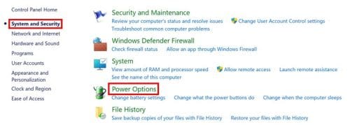 Power options Windows 11