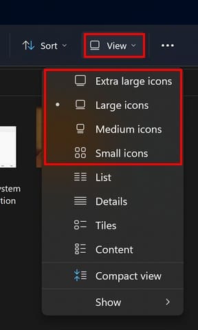Size options for image thumbnail in File Explorer