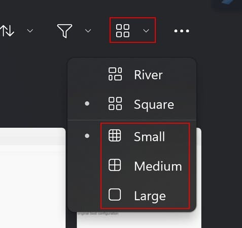 Windows Photo App thumbnail sizes