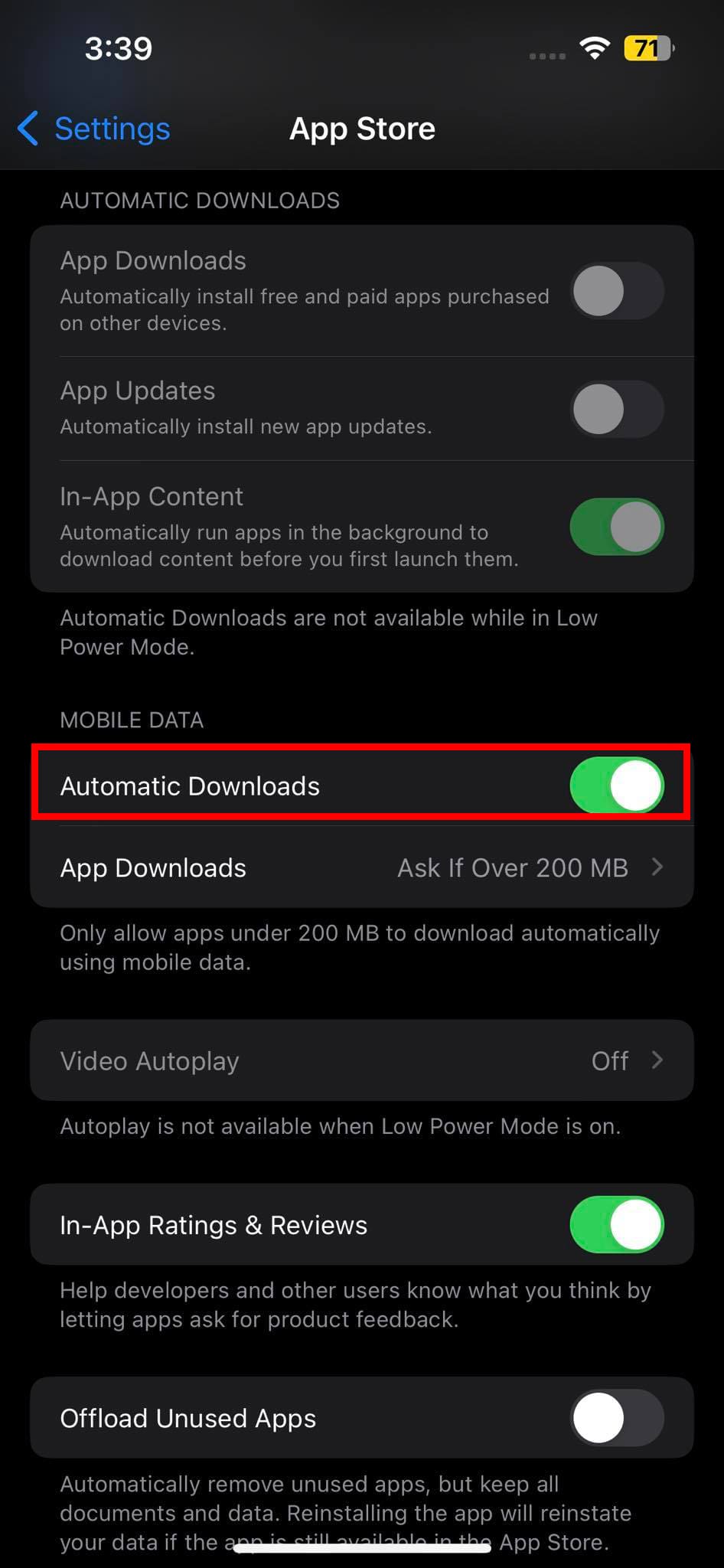 App Store Automatic Downloads